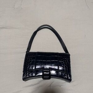 Black Croc-Embossed Women's Bag